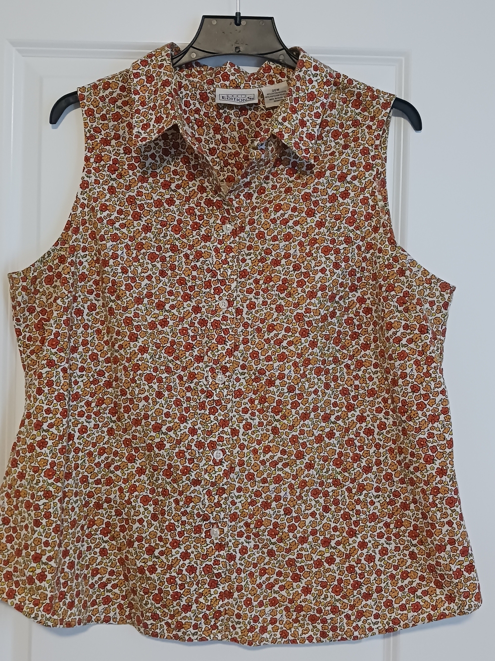 Vintage 90's Basic Editions Sleeveless Floral Button-Front